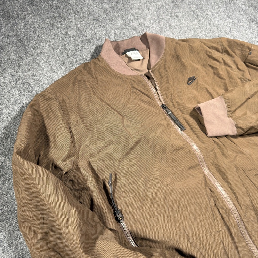 Nike Tech Pack Bomber Jacket Mens Large Brown Nylon Ripstop Full Zip Lightweight